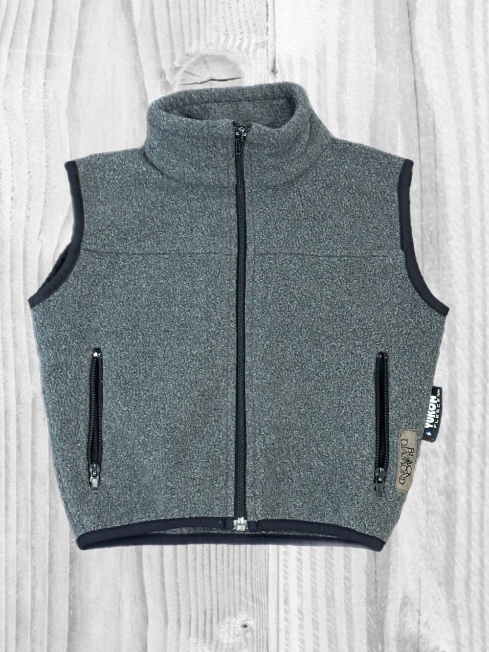 Black Diamond Yukon Fleece Vest Kids Gray Full Zip Outdoor Hiking Size XS